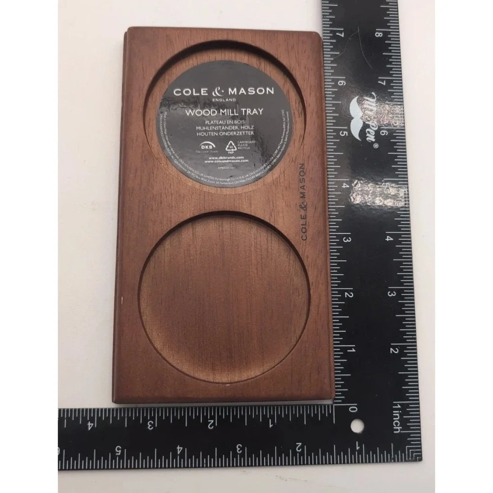 Cole & Mason Wood Mill Tray Salt and Pepper Grinder Stand Brown Wood